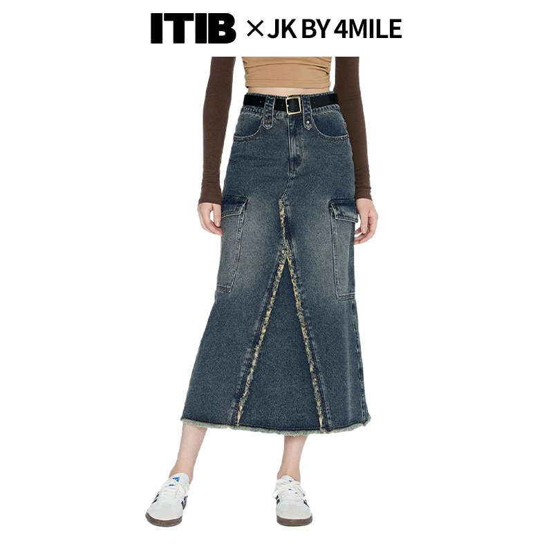 ITIB半身裙女士龙年24K新春款设计师联名款高腰直筒版牛仔裙子