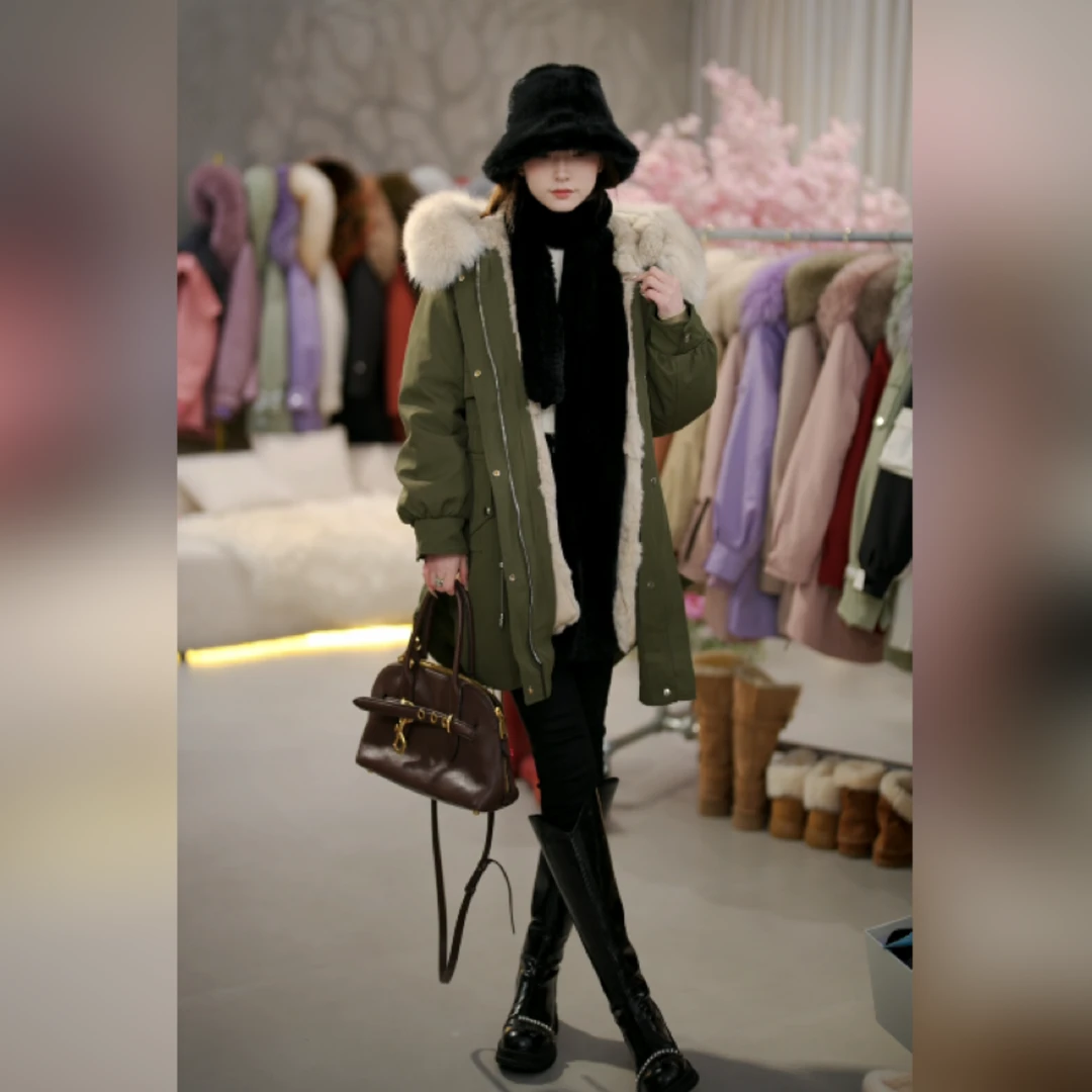 【冬日恋歌獭兔毛+毛袖】一衣三穿皮草派克服2567
