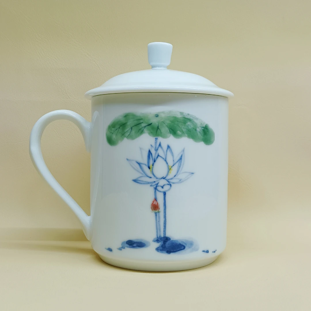 恩爱幸福杯水杯茶杯老板杯办公杯景德镇釉下五彩手工手绘瓷高档