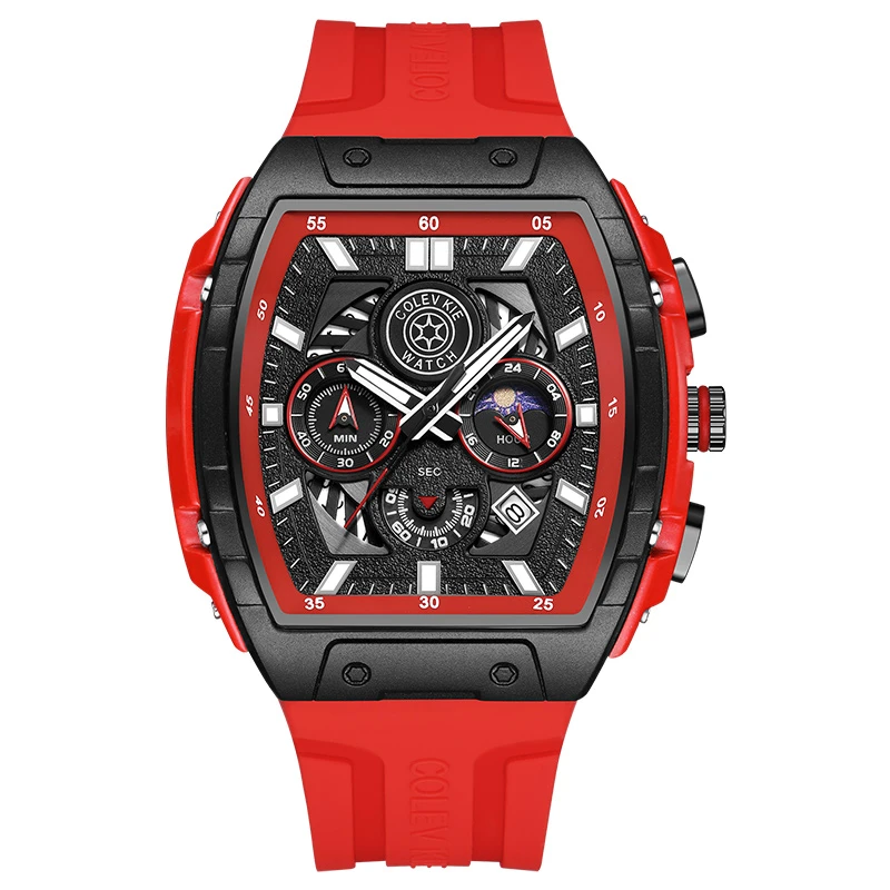ColevKie小CK黑武士酒桶型潮流夜光多功能手表男士新款CK9008-M