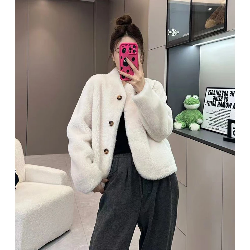 【所姿】23新款冬季简约设计师时尚保暖宽松女士羊毛外套SZ-23467