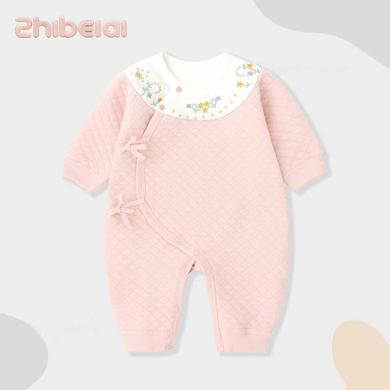 （稚蓓爱）秋冬三层保暖连体衣蝴蝶衣纯棉无骨