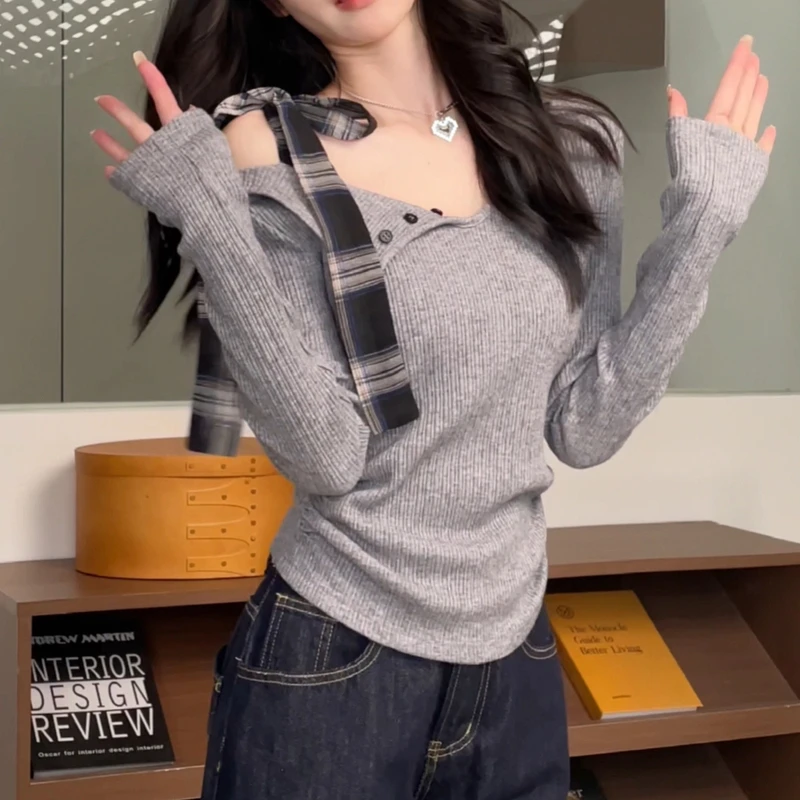 【现货】2025秋冬上新显瘦修身纽扣时尚设计感百搭韩版气质上衣