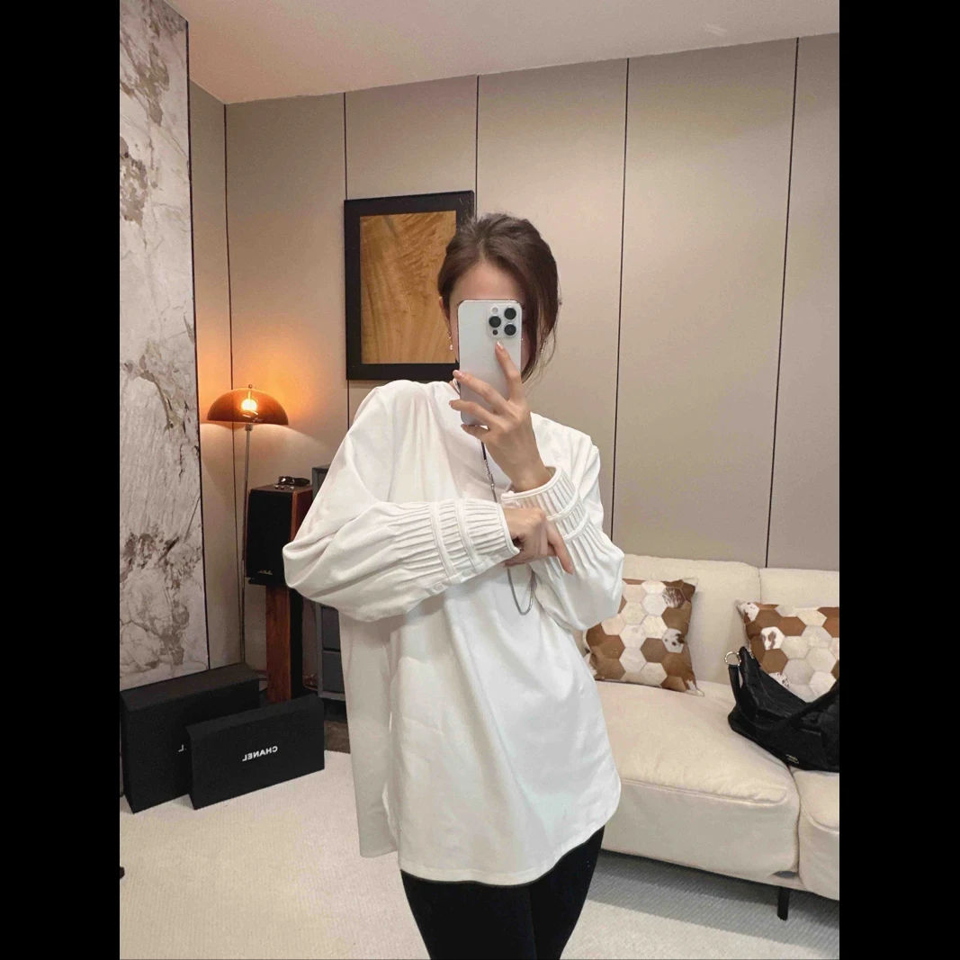 【皓月当空】法式高级感简约宽松秋冬设计款纯色百搭上衣打底