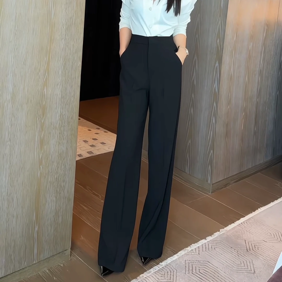 JIA SHI  高腰西装直筒裤时尚百搭高级休闲轻奢显瘦设计感-KZ040