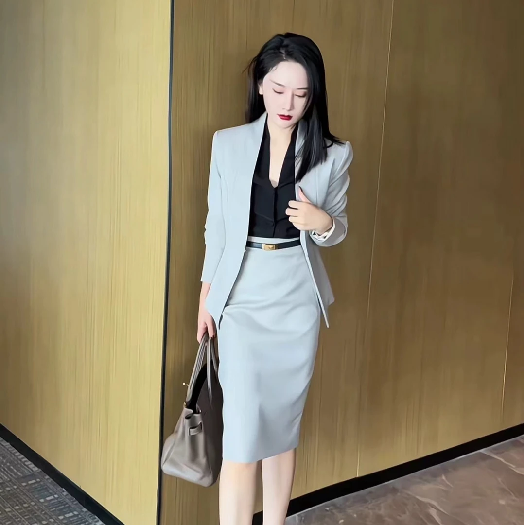 JIA SHI 西装套装裙气质时尚百搭显瘦轻奢修身通勤-TZ069+QB003