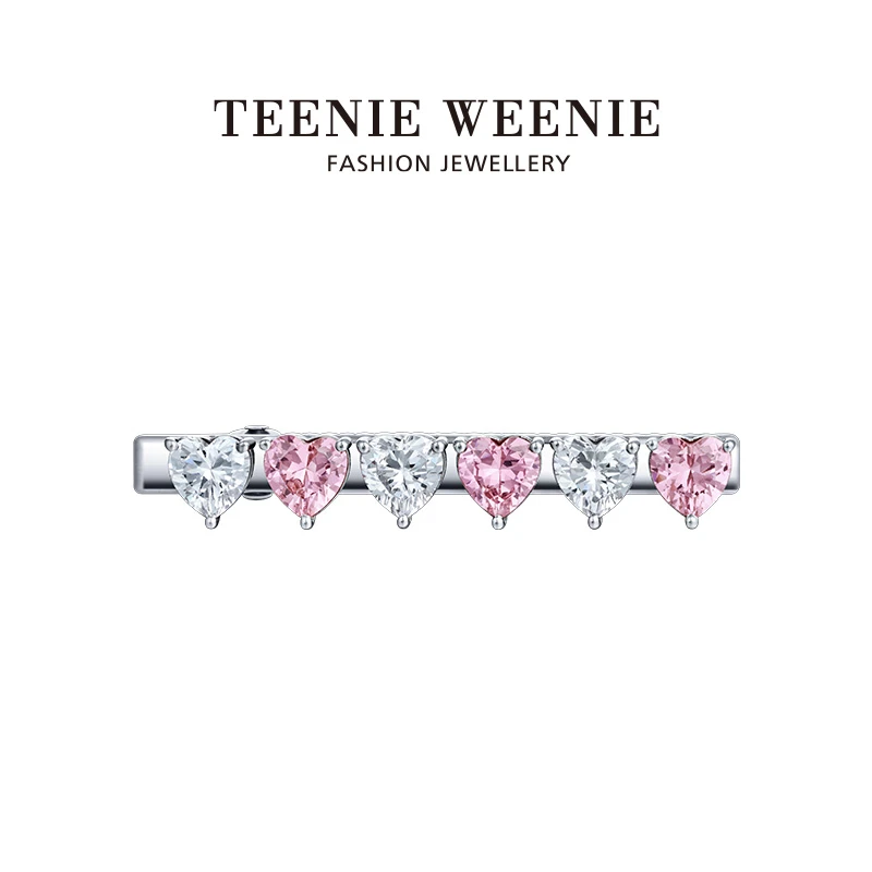 Teenie Weenie铜镀白金 爱心锆石发夹