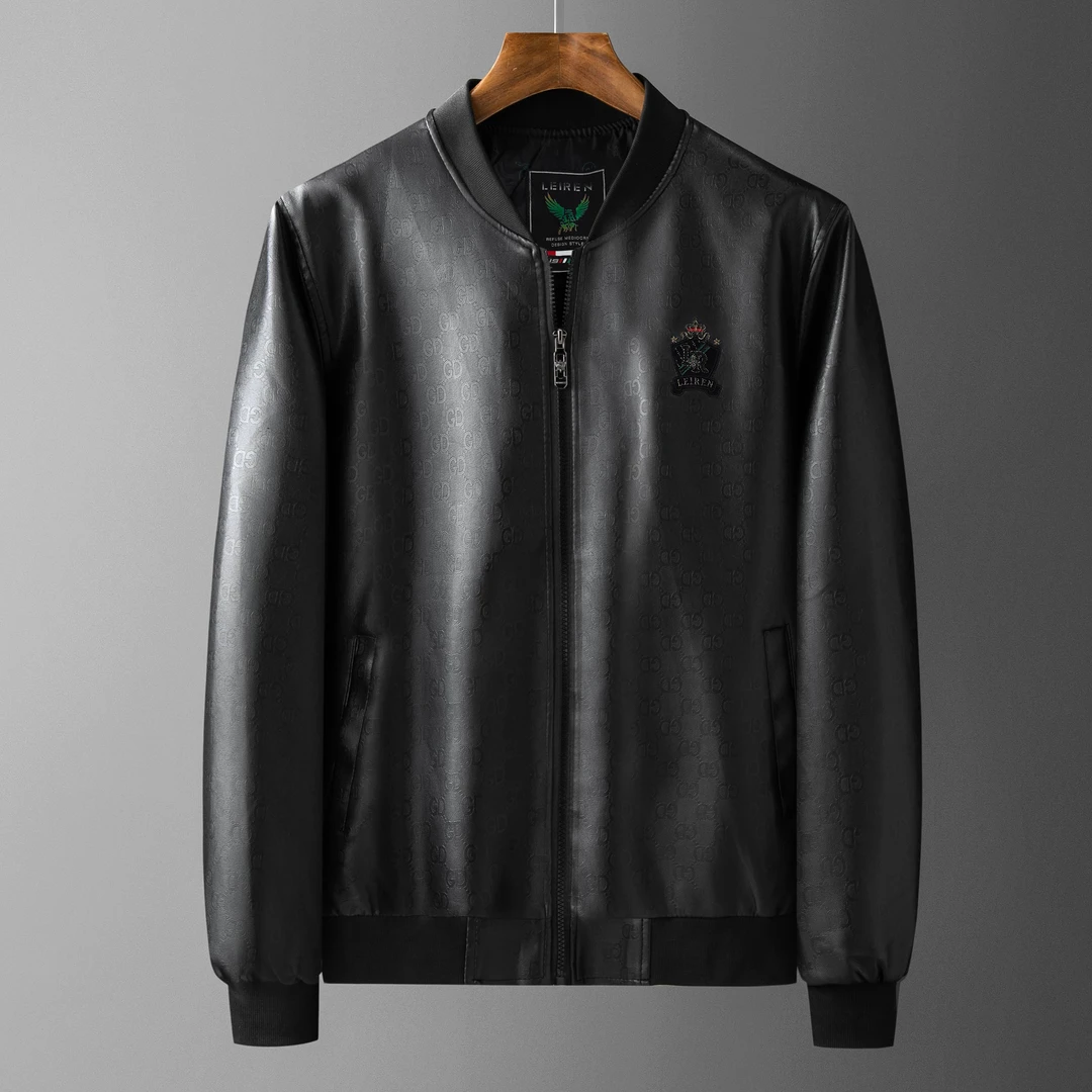 美·豪爵保罗秋冬季皮衣棒球领男士商务休闲耐磨帅气百搭33805