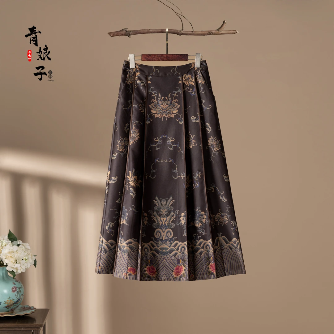 香云纱【栀柔】中国风重锻定位花复古气质优雅半身裙马面裙41205