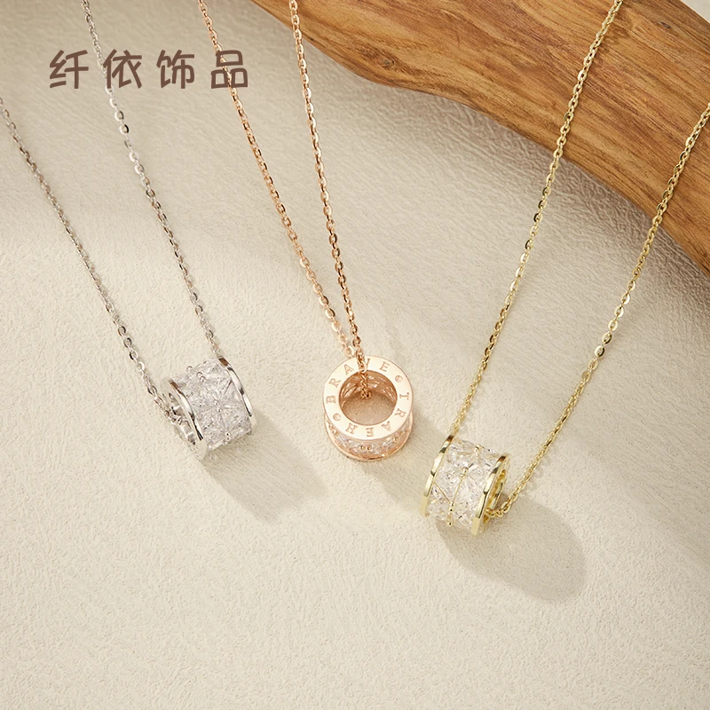 坠链均925银合成锆石 纤依925女项链小蛮腰满钻气质简约轻奢小众