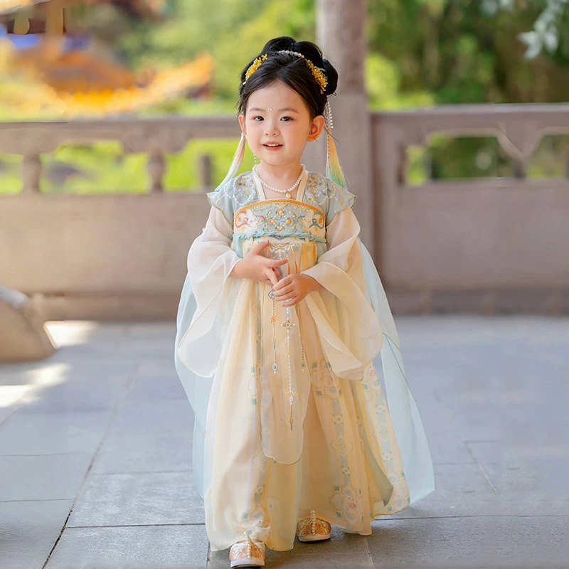 古月家.预售 汉服女童春秋儿童古风超仙气公主连衣裙宝宝国风襦裙