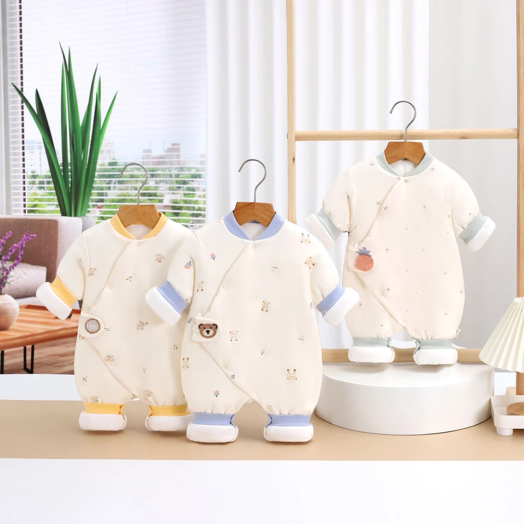 【120克】新生儿夹棉连体衣冬季保暖爬服婴儿哈衣