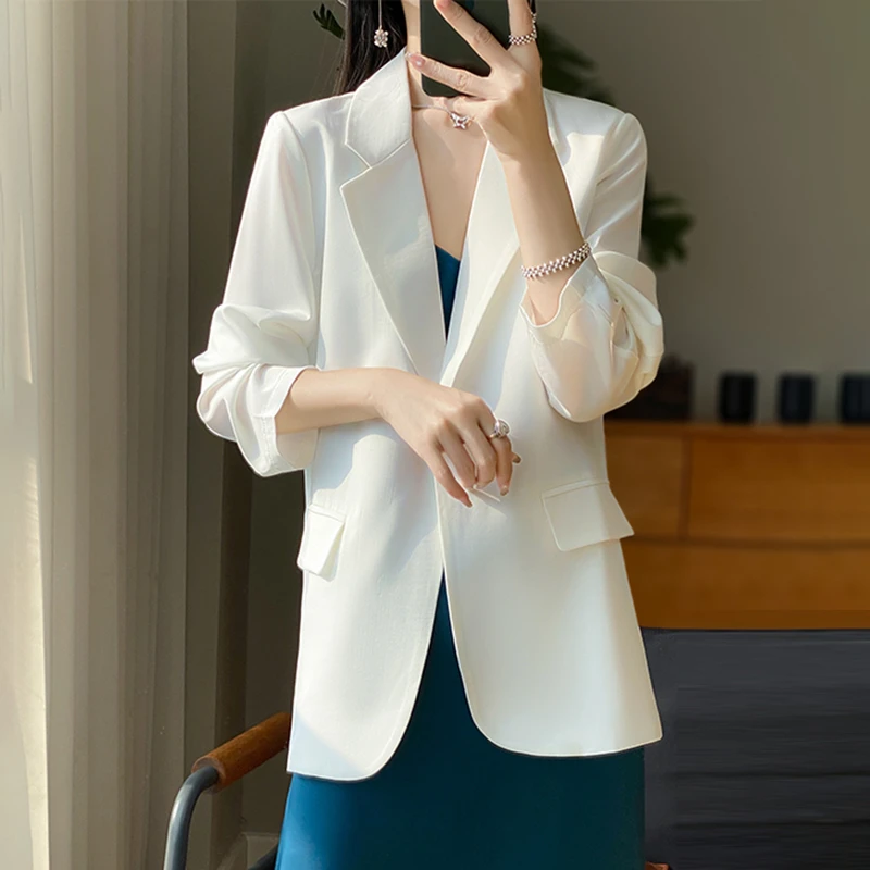 【拉拉专属】醋酸缎面西服外套气质休闲显瘦韩版小西装春季新款B02