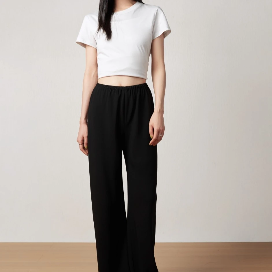 NEEEDS小众设计师23年新款斜纹醋酸空气裤高腰宽松百搭显瘦直筒裤