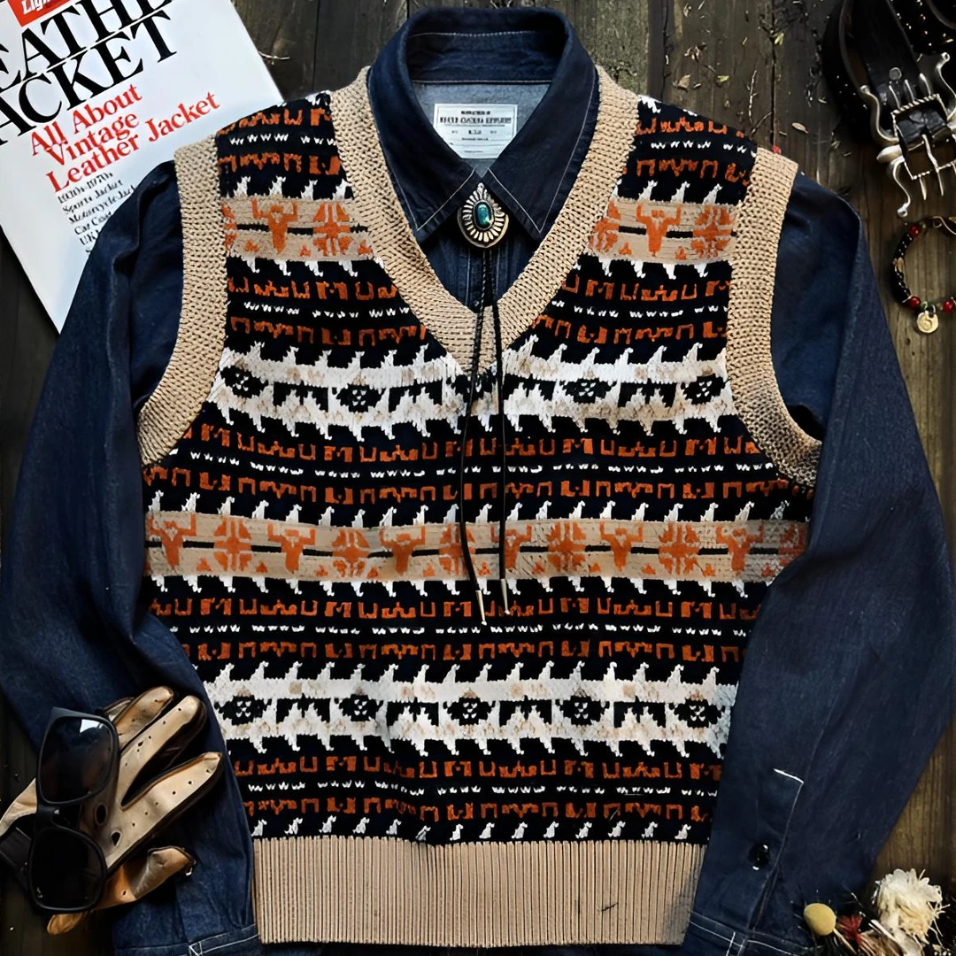 刺度 复古风羊毛美式复古针织马甲费尔岛背心男女通用百搭