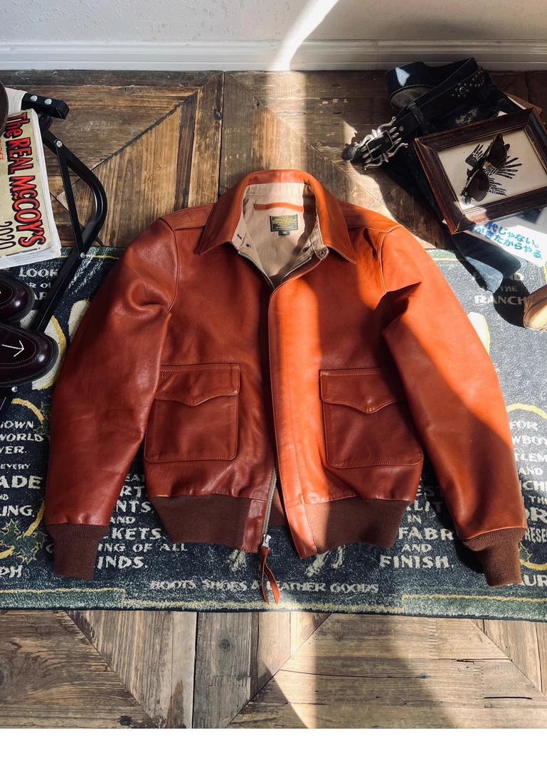 刺度男士美式A2-合同编号27752飞行服真皮皮夹克真皮复古