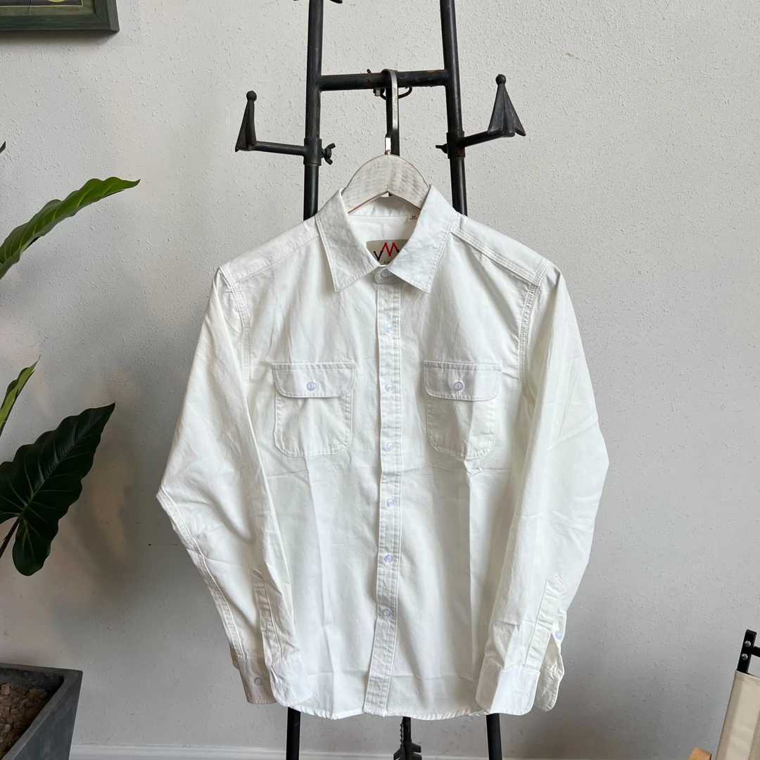百搭双口袋纯棉复古百搭长袖工程师衬衫
