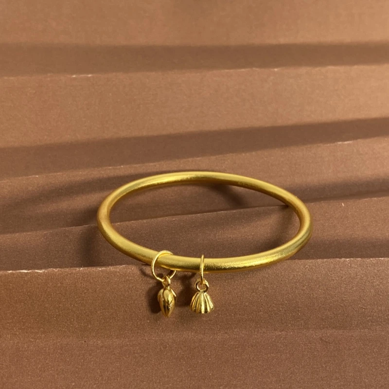 足银手镯 两世欢手镯古法实心莲花莲蓬新中式镯子传承款镯送礼