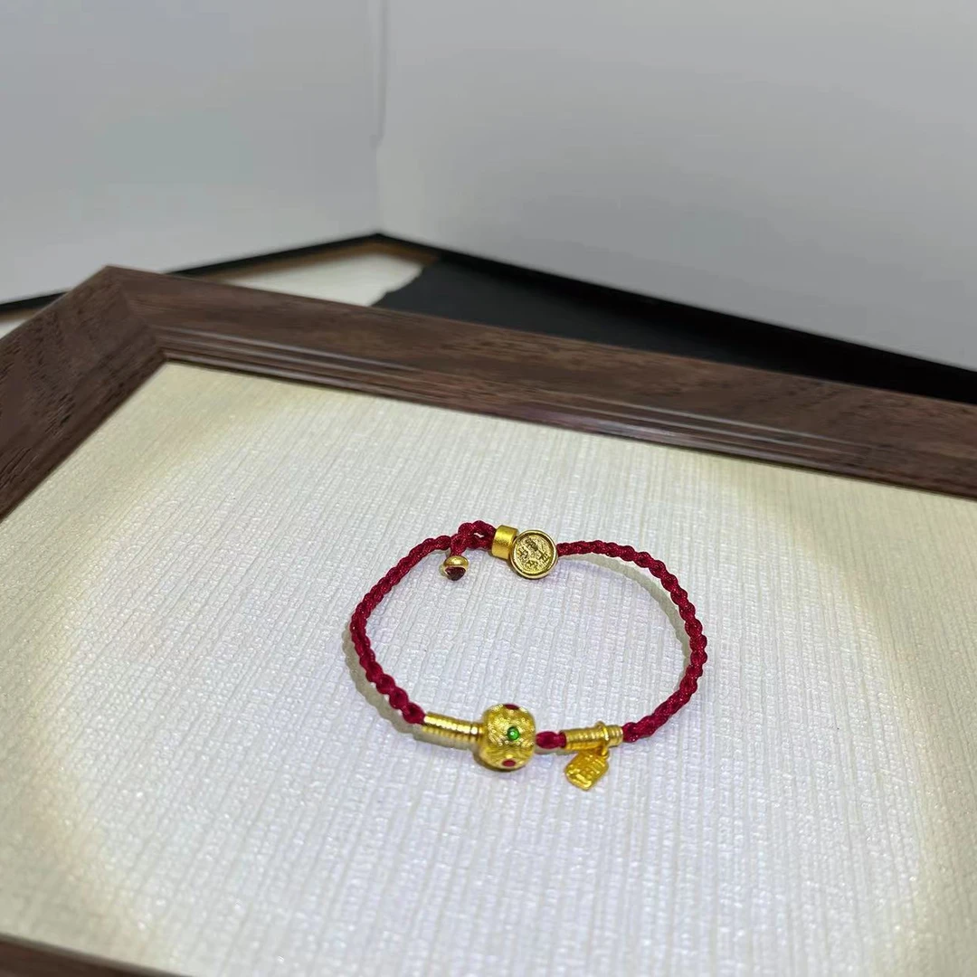 铜合金布艺手链 红绳小盘缠