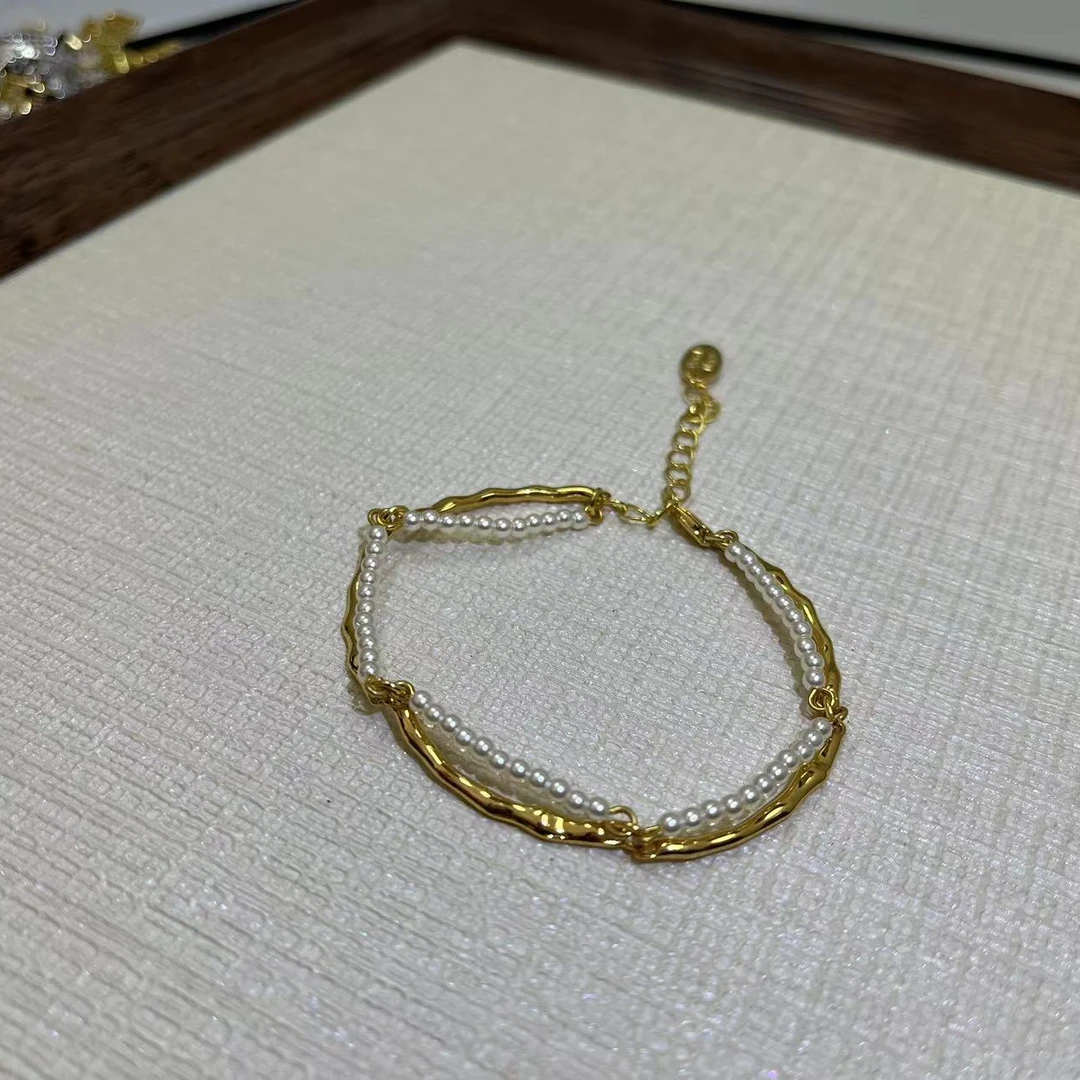 铜合金手链 金色小米珠缠绕手链时尚小众