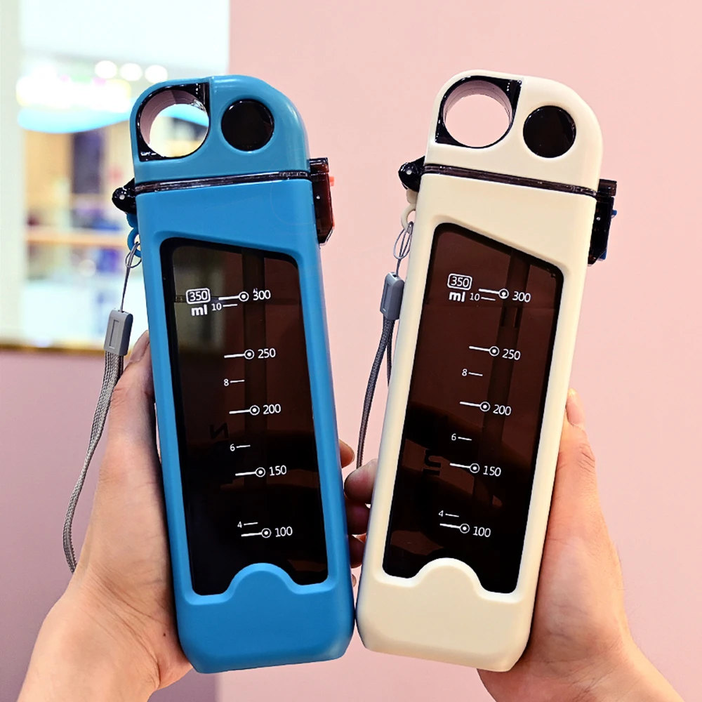 色丽雅方形运动水杯高颜值便携学生成人儿童男士塑料高温吸管杯子