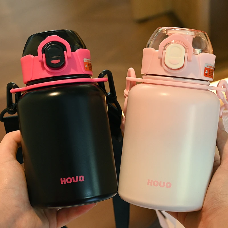 新款316大容量便携户外渐变高颜值顿顿壶网红水杯可斜跨保温杯