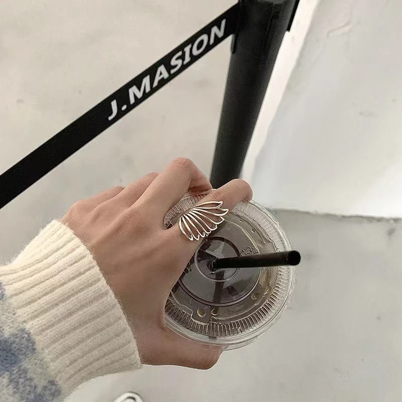 铜合金戒指 开口翅膀戒指小众网红气质时尚简约指环ins冷淡风韩版