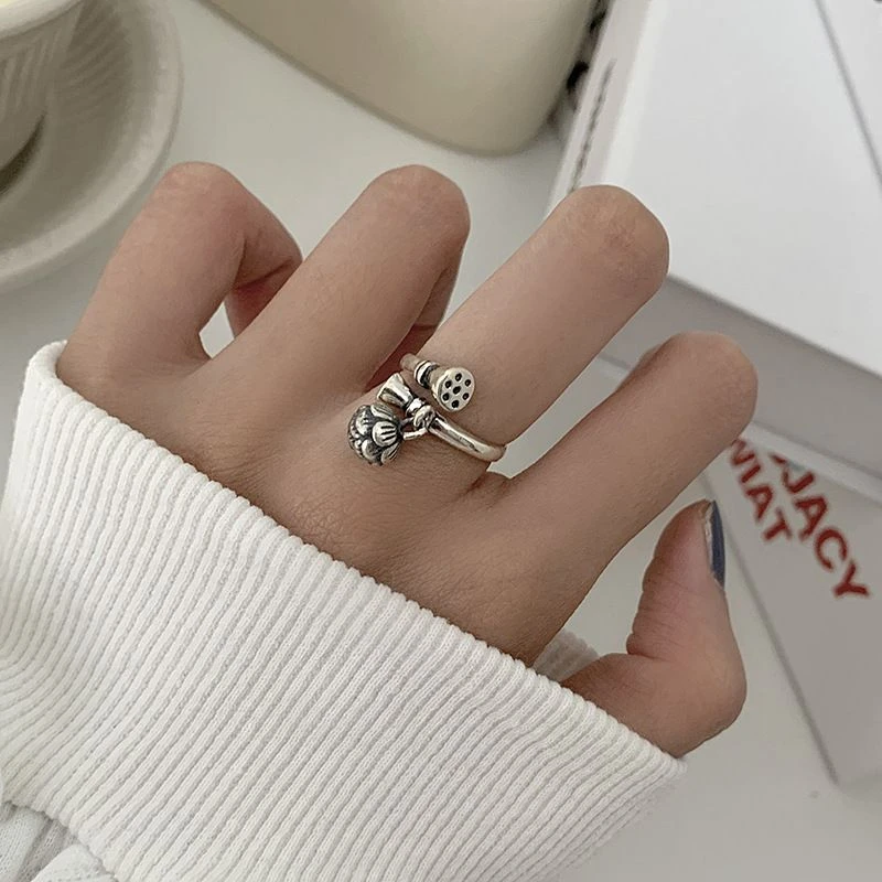 铜合金戒指 复古开口（莲藕）戒指个性ins食指指环网红轻奢设计感