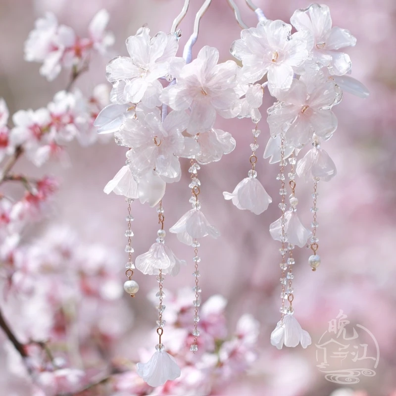 云川 热缩花簪古风发簪汉服簪子头饰发饰新中式盘发步摇流苏发钗