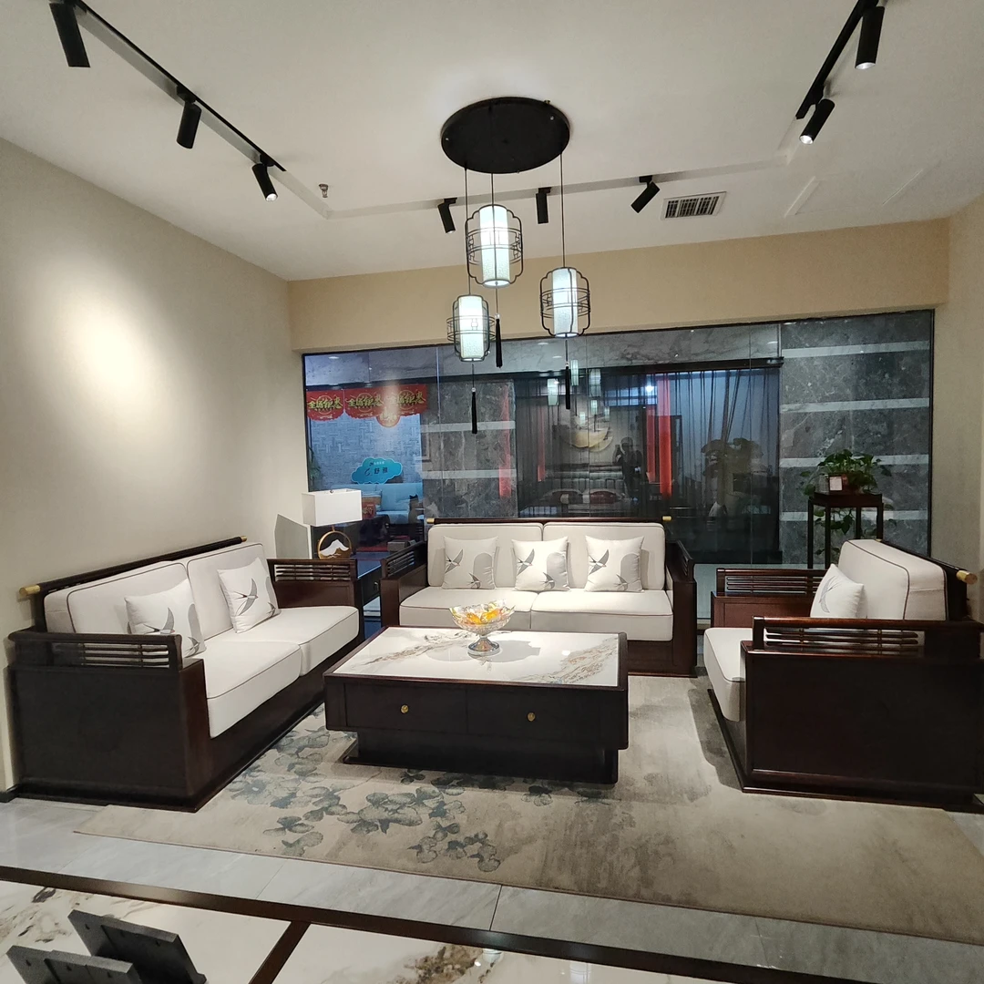 【东明家居】天琪233棉麻坐垫实木沙发