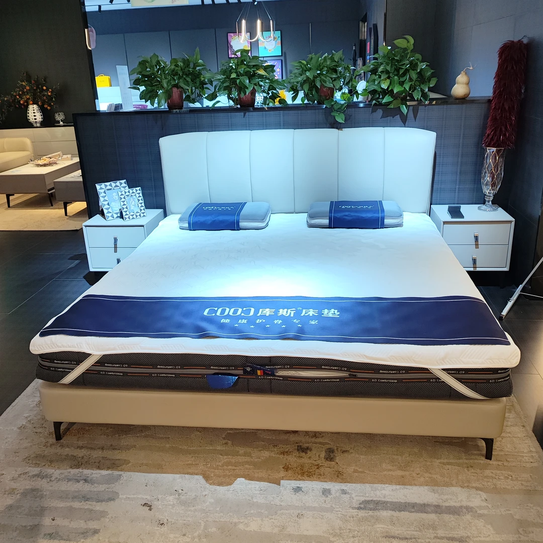 【东明家居】库斯S801牛皮大床+床垫轻奢