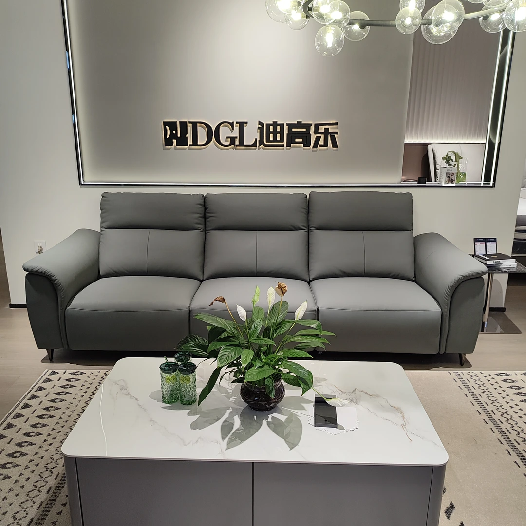 【东明家居】朴色P-6-1002头层牛皮电动零靠墙功能沙发