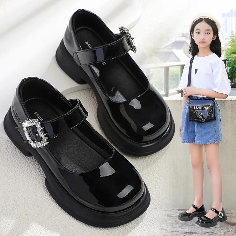 女童皮鞋2025春秋季新款儿童公主鞋黑色学院风女孩中大童表演鞋子