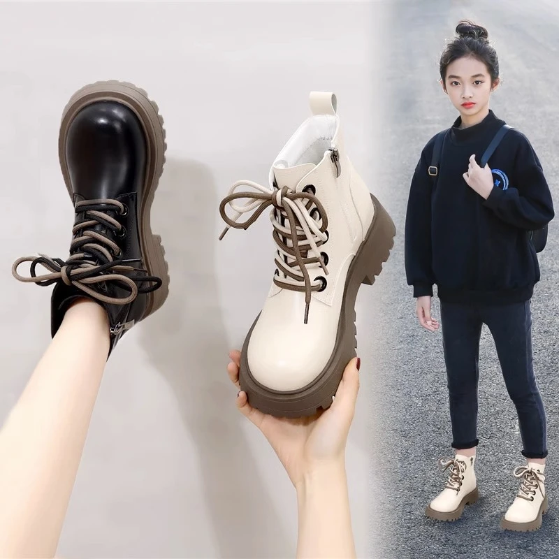 女童靴子2025秋冬新款儿童马丁靴中大童加绒保暖棉鞋女孩公主短靴