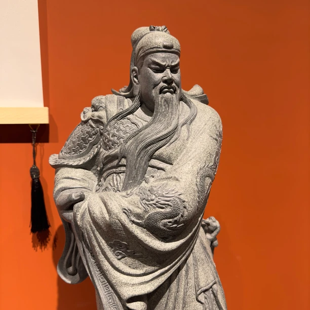关公关二爷武财神迦南关云长罗源青石摆件石雕空间摆件手工雕刻