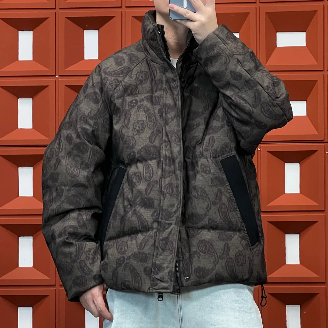 2024HKNB冬季新设计师系列时尚经典腰果花休闲宽松立领保暖羽绒服