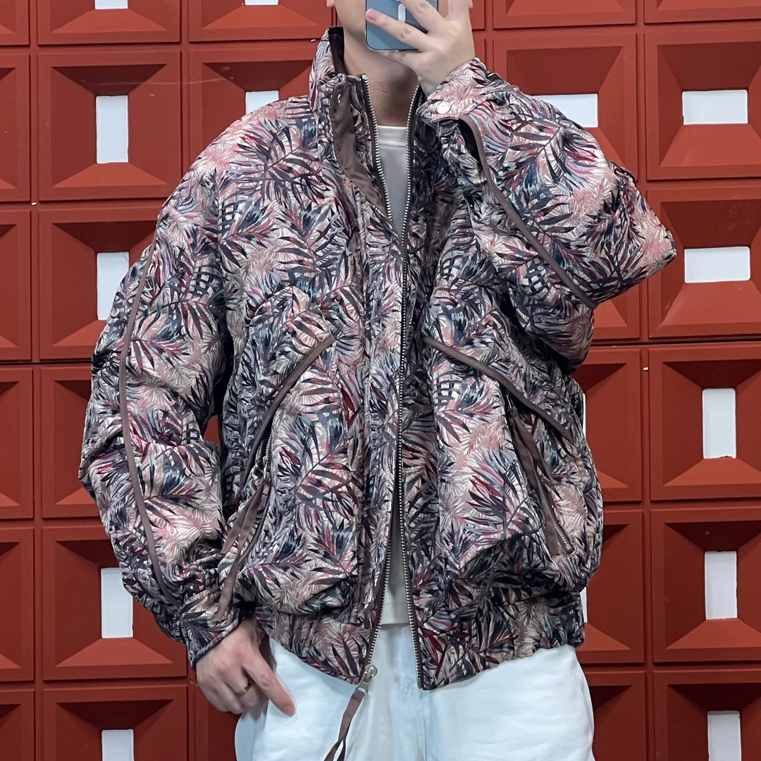 HK&NB x 艺术家系列 冬独家特别定制肌理感多彩枝叶大口袋羽绒服