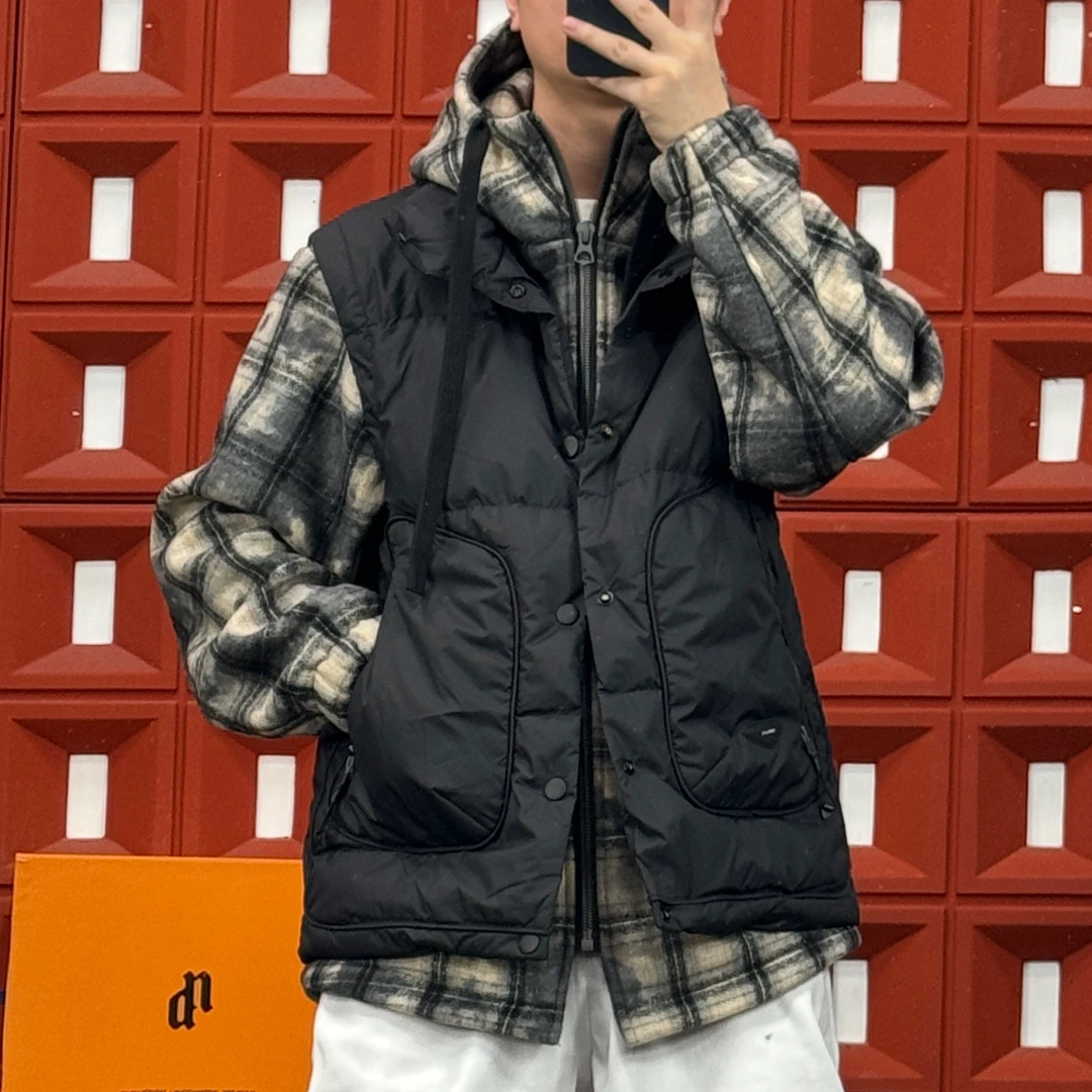 2024HKNB设计师原创系列冬季复古时尚休闲情侣不规则拼接羽绒服