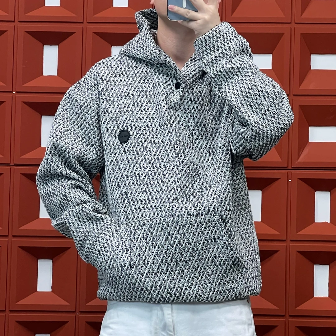 2024HKNB冬季新款定制面料加厚情侣编织小香风休闲轻潮连帽卫衣