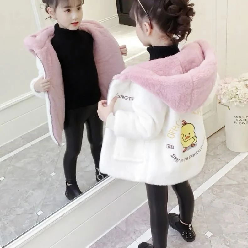 2023新款水貂女童秋冬外套加厚童装韩版潮中大儿童加厚冬季保暖