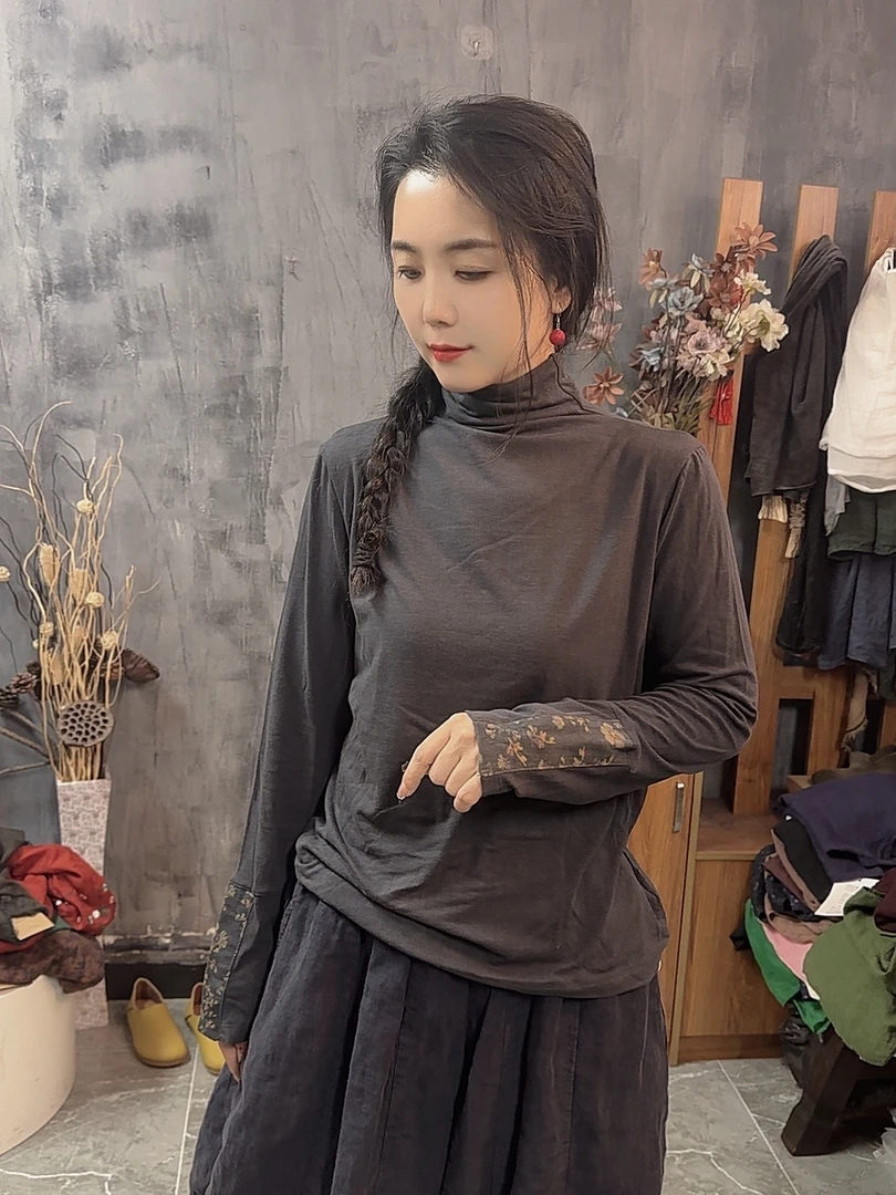 662    文艺风拼布宽松套头小衫内搭