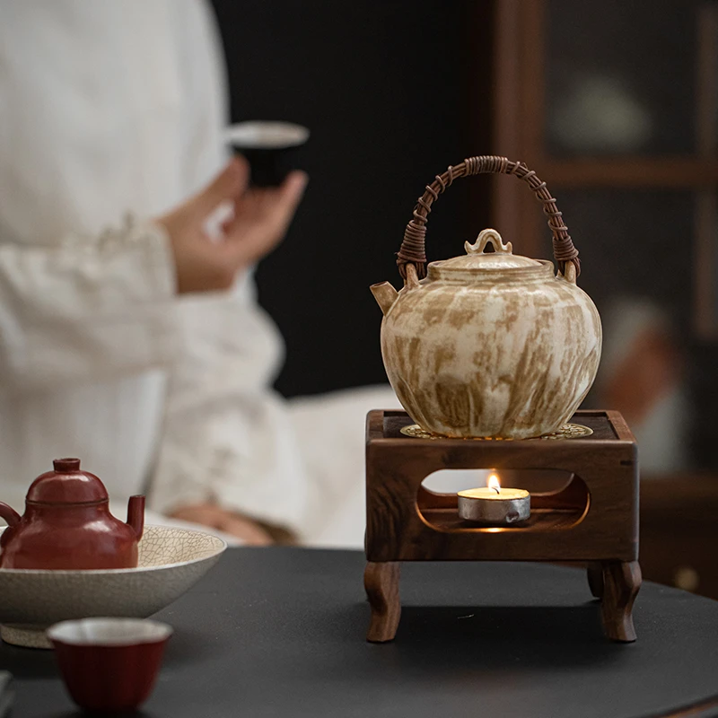 胡桃木温茶器暖茶炉底座蜡烛茶壶加热保温恒温酒家用日式茶器配件
