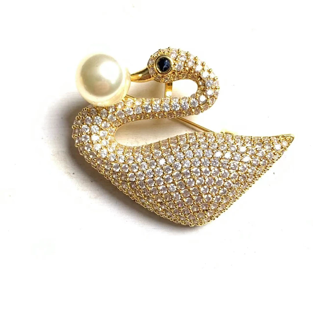 铜合金树脂胸针 白珠小天鹅胸针YQ0080