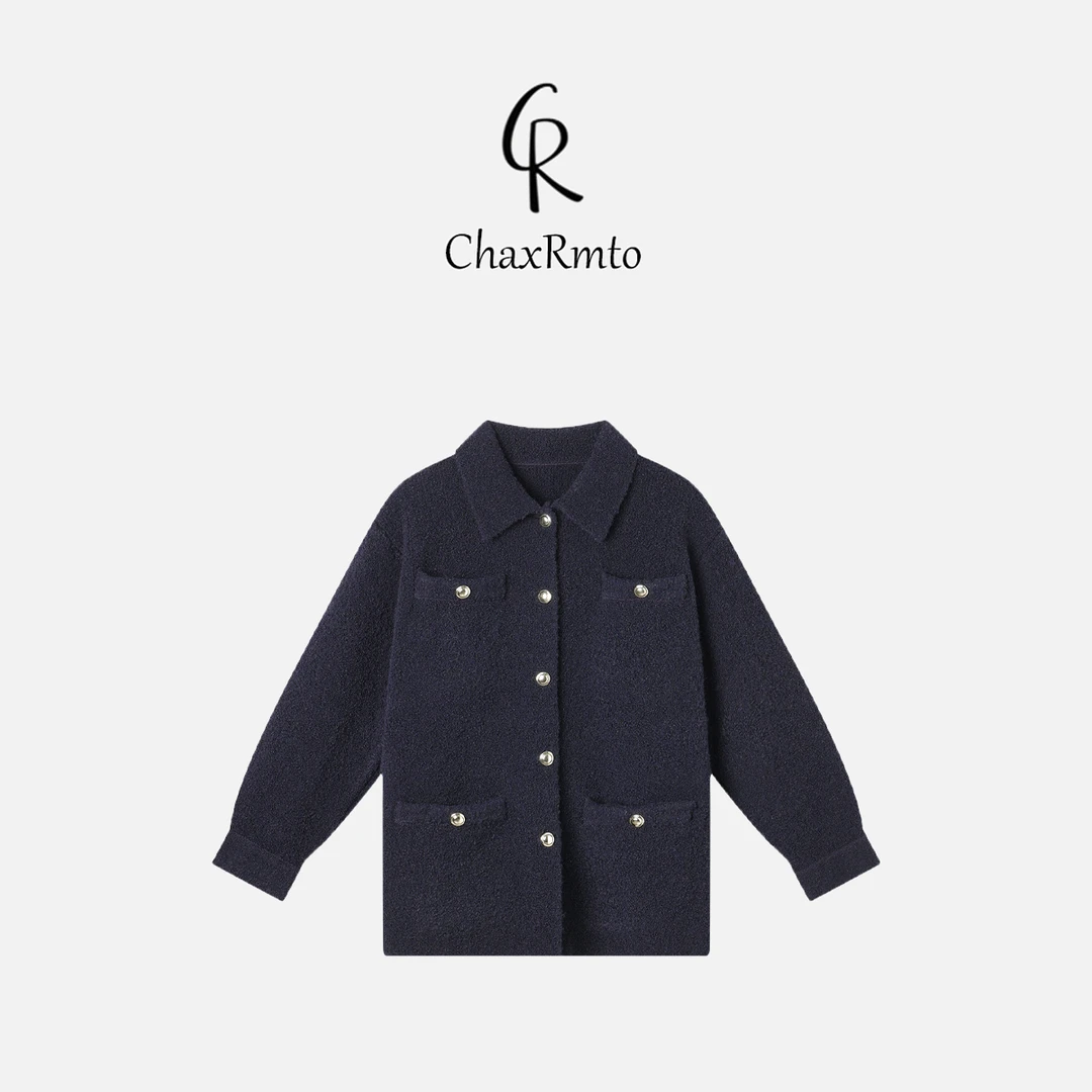 ChaxRmto 秋冬时尚小香风翻领显瘦上衣女外套 斯斯50109