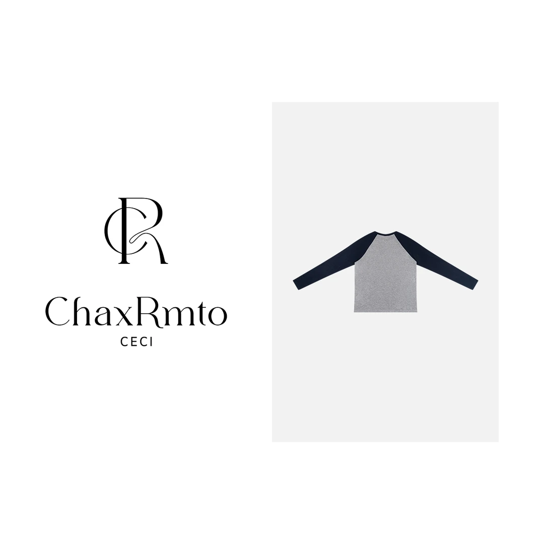 ChaxRmto 2025时尚字母拼色长袖T恤气质套头打底衫 斯斯SC1C2719