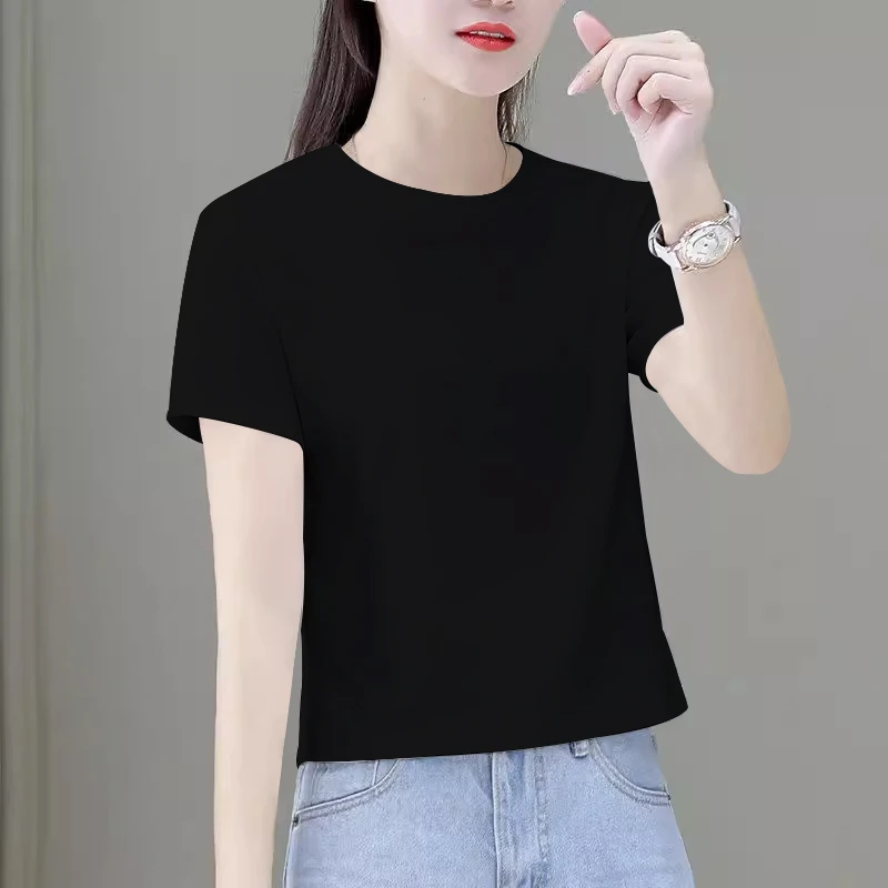 夏季新款小个子短款t恤女宽松洋气百搭休闲显瘦薄款女士T恤短袖女