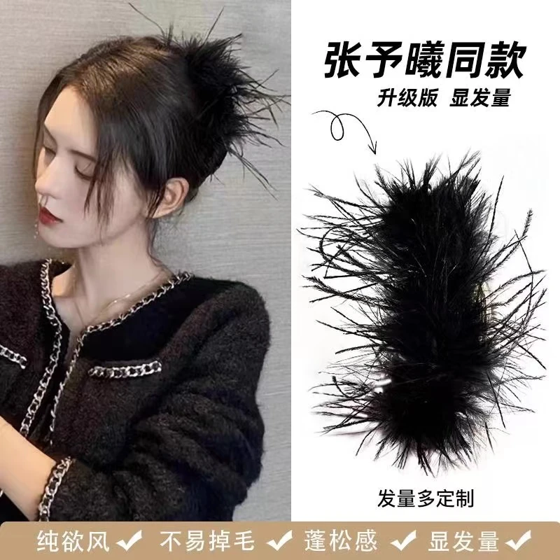 羽毛抓夹后脑勺鲨鱼夹子气质毛毛发夹发抓头饰