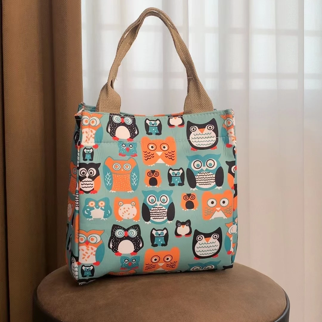 【加厚升级拉链款】外出上班手提手拎包妈咪帆布包卡通便当饭盒袋