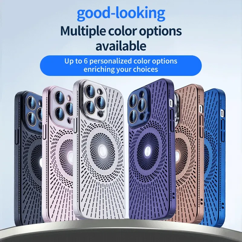 适用苹果16/15/14/13/12镂空炫酷磁吸散热壳iPhone15promax手机壳