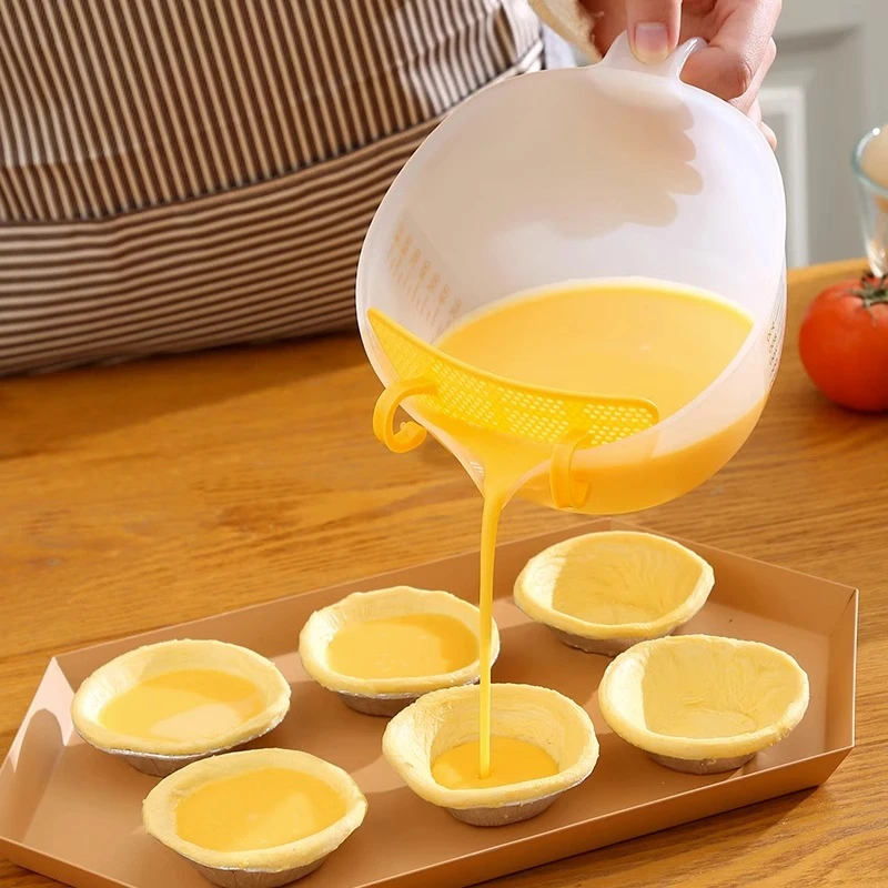 过滤多功能量杯带刻度蛋液塑料打蛋杯大容量鸡蛋烘焙带过滤网厨房